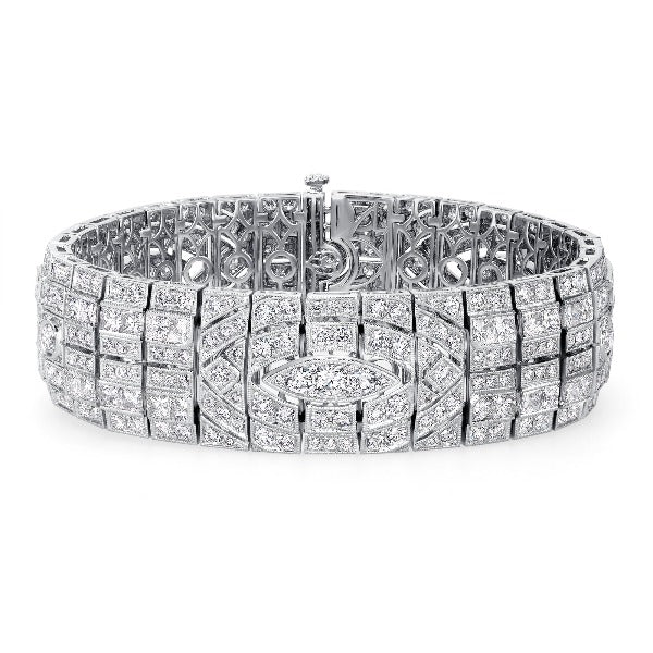 18k White Gold Diamond Bangle Bracelet - 1ct tw